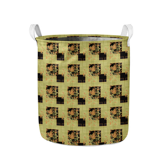 Vintage Flower Patchwork Pattern Print Collapsible Laundry Basket