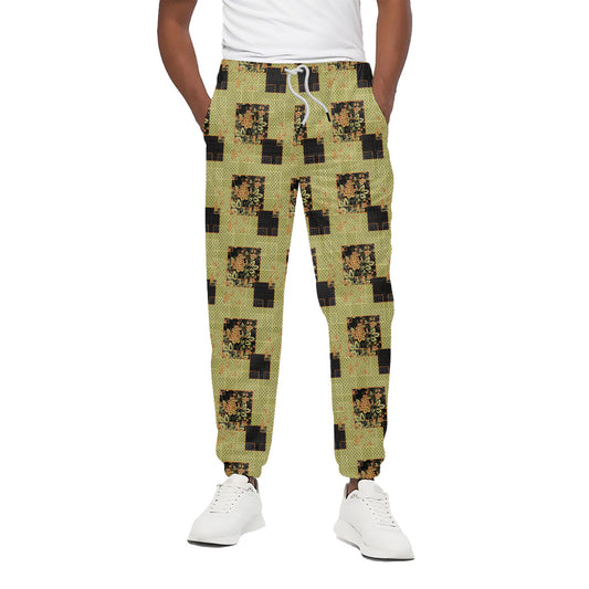 Vintage Flower Patchwork Pattern Print Cotton Pants