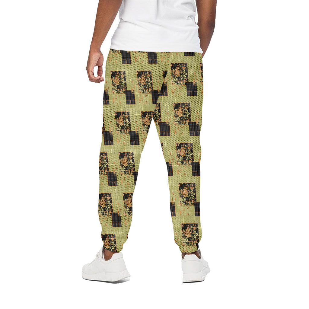 Vintage Flower Patchwork Pattern Print Cotton Pants