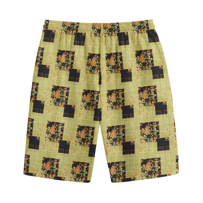 Vintage Flower Patchwork Pattern Print Cotton Shorts