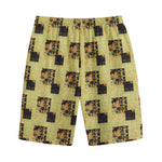Vintage Flower Patchwork Pattern Print Cotton Shorts