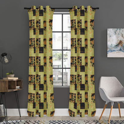 Vintage Flower Patchwork Pattern Print Curtain