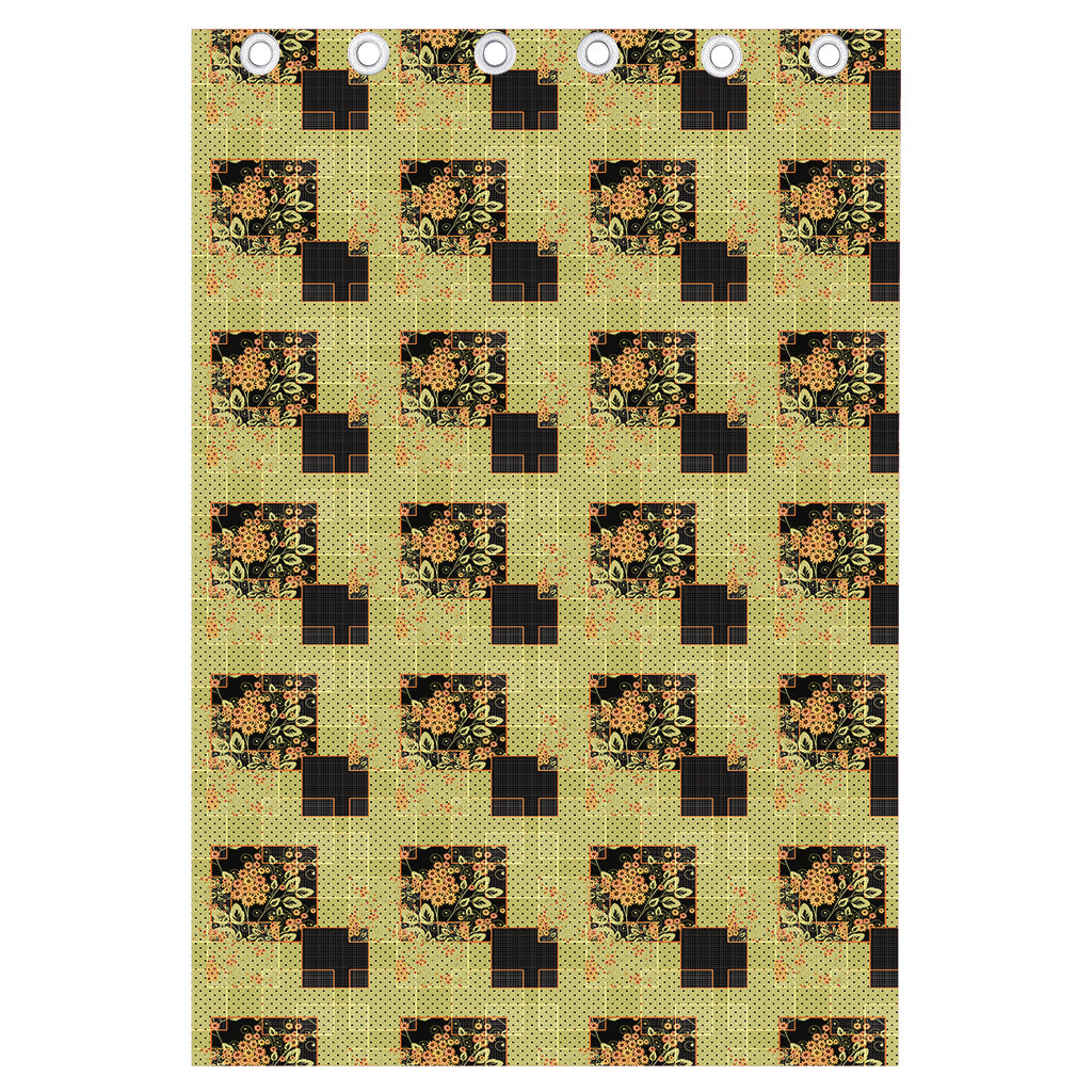 Vintage Flower Patchwork Pattern Print Curtain