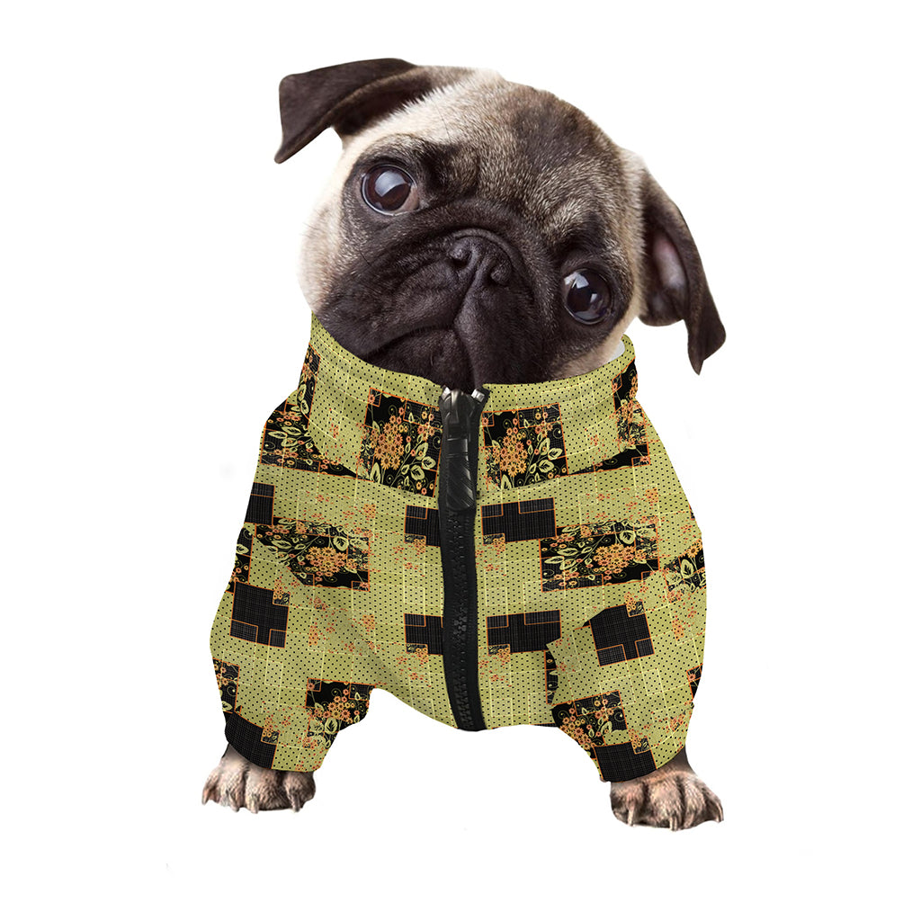 Vintage Flower Patchwork Pattern Print Dog Zip Up Jacket