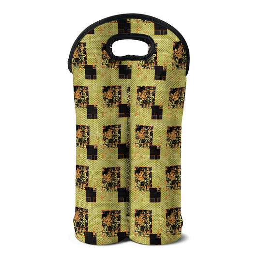 Vintage Flower Patchwork Pattern Print Double Neoprene Wine Tote
