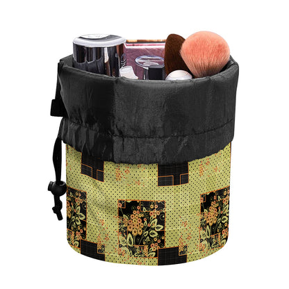 Vintage Flower Patchwork Pattern Print Drawstring Makeup Bag