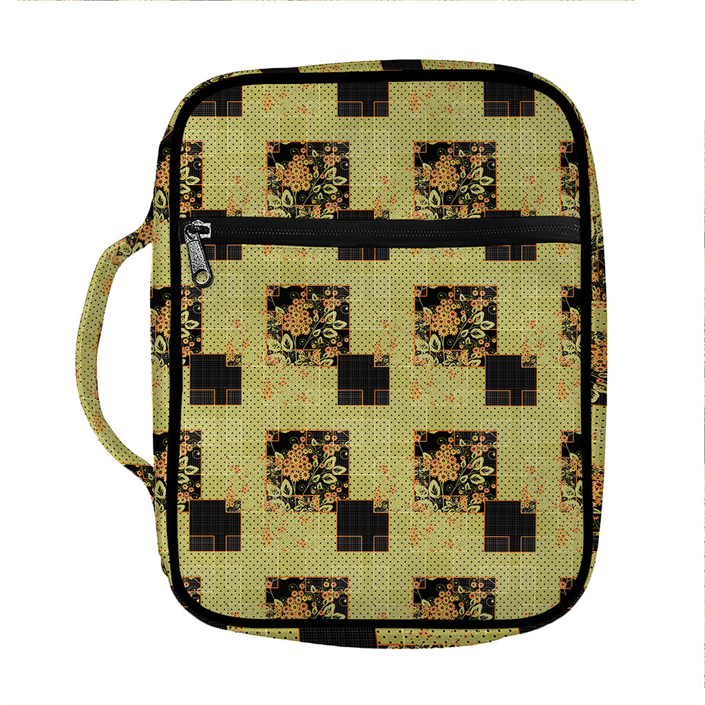 Vintage Flower Patchwork Pattern Print Front Pocket Bible Bag