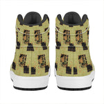 Vintage Flower Patchwork Pattern Print High Top Leather Sneakers