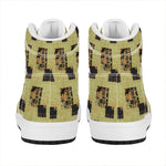 Vintage Flower Patchwork Pattern Print High Top Leather Sneakers