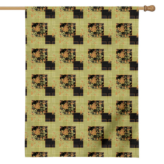 Vintage Flower Patchwork Pattern Print House Flag