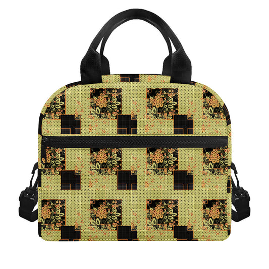 Vintage Flower Patchwork Pattern Print Insulated Lunch Bag