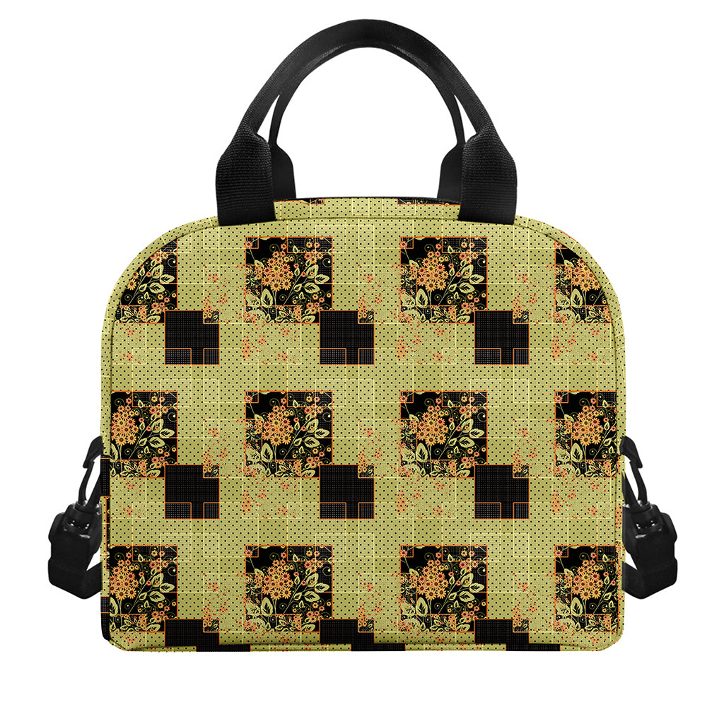 Vintage Flower Patchwork Pattern Print Insulated Lunch Bag