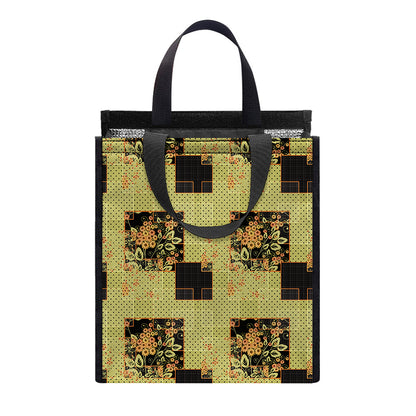 Vintage Flower Patchwork Pattern Print Insulated Lunch Tote