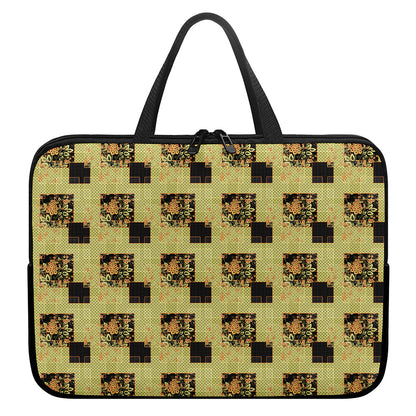 Vintage Flower Patchwork Pattern Print Laptop Sleeve With Handle