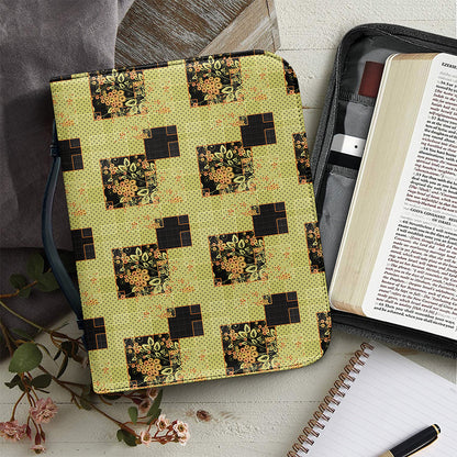 Vintage Flower Patchwork Pattern Print Leather Bible Cover