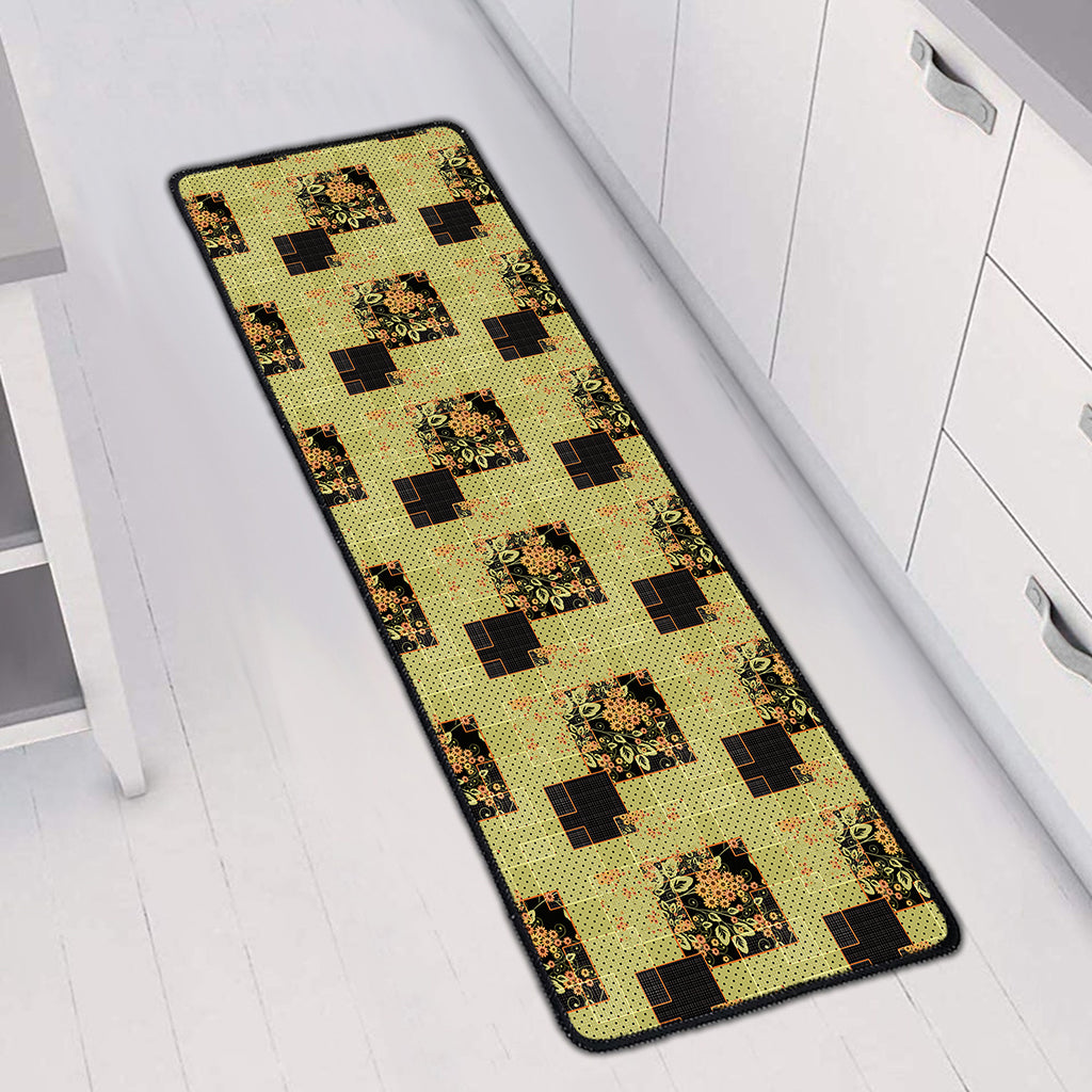 Vintage Flower Patchwork Pattern Print Long Kitchen Mat
