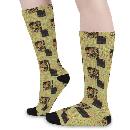 Vintage Flower Patchwork Pattern Print Long Socks