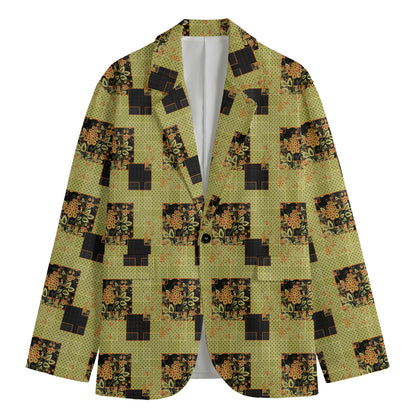 Vintage Flower Patchwork Pattern Print Men's Blazer