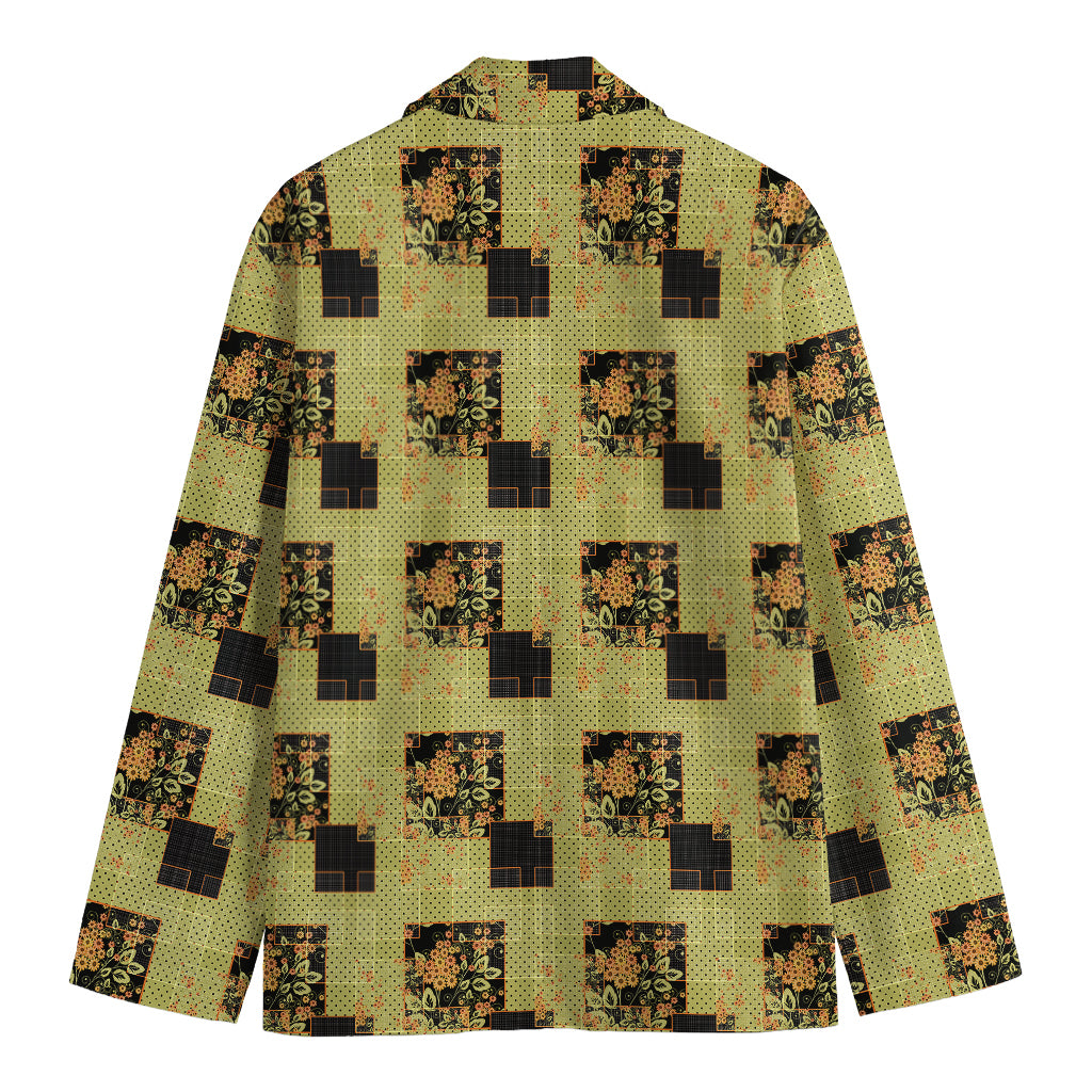 Vintage Flower Patchwork Pattern Print Men's Blazer