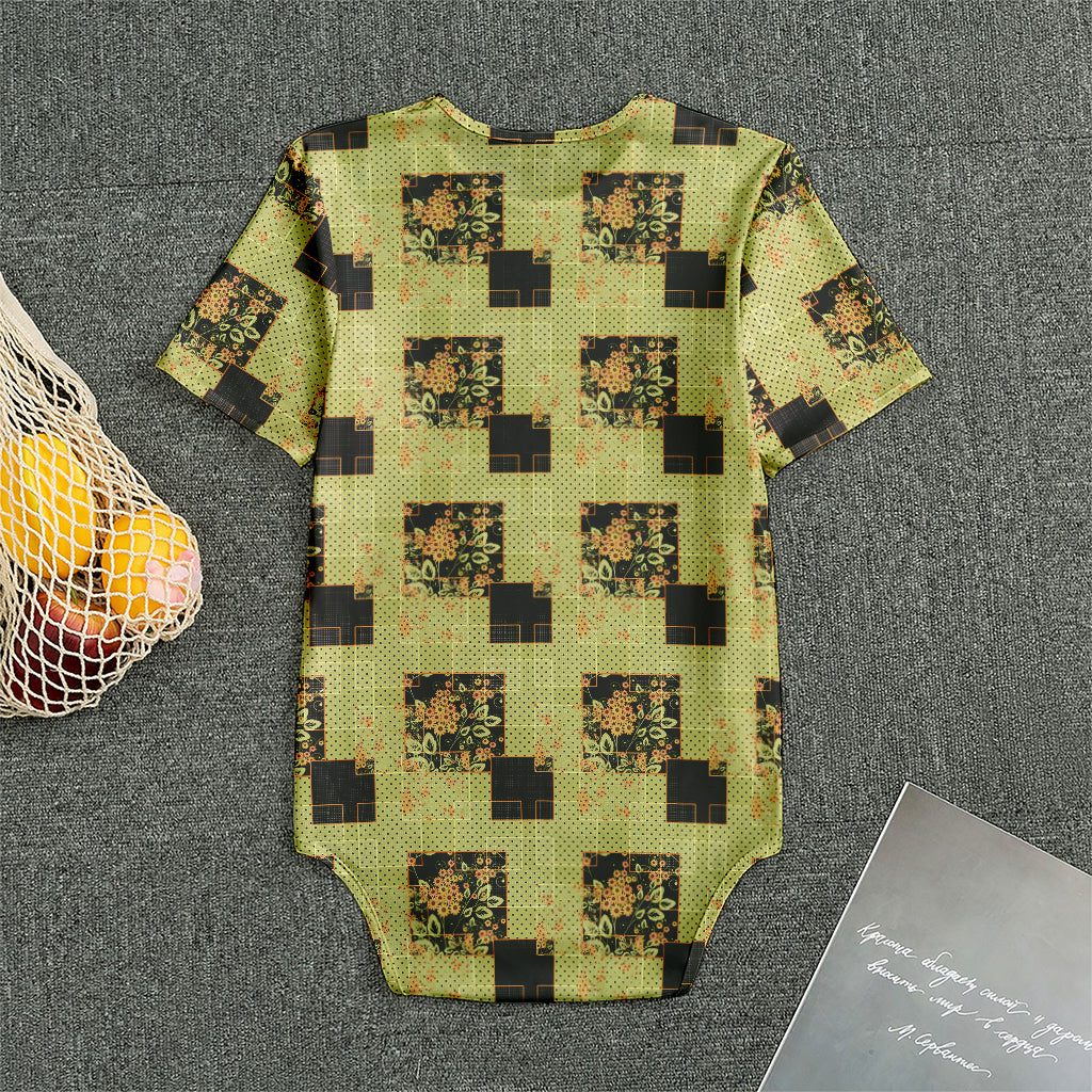 Vintage Flower Patchwork Pattern Print Men's Bodysuit