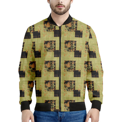 Vintage Flower Patchwork Pattern Print Men's Bomber Jacket