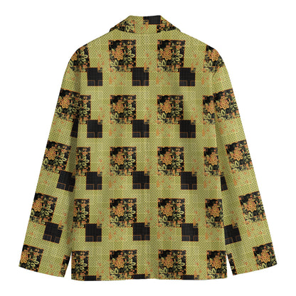 Vintage Flower Patchwork Pattern Print Men's Cotton Blazer