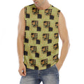 Vintage Flower Patchwork Pattern Print Men's Fitness Tank Top