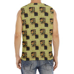 Vintage Flower Patchwork Pattern Print Men's Fitness Tank Top