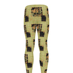 Vintage Flower Patchwork Pattern Print Men's leggings