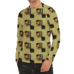 Vintage Flower Patchwork Pattern Print Men's Long Sleeve Rash Guard