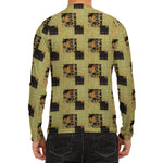 Vintage Flower Patchwork Pattern Print Men's Long Sleeve Rash Guard