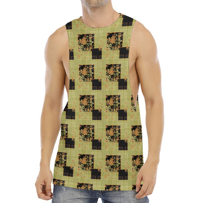 Vintage Flower Patchwork Pattern Print Men's Muscle Tank Top
