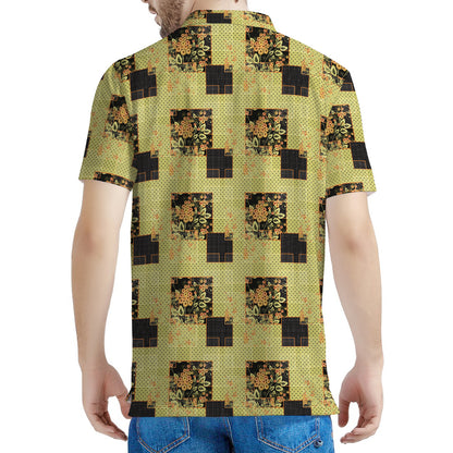 Vintage Flower Patchwork Pattern Print Men's Polo Shirt