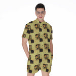 Vintage Flower Patchwork Pattern Print Men's Rompers