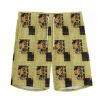 Vintage Flower Patchwork Pattern Print Men's Sports Shorts