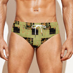 Vintage Flower Patchwork Pattern Print Men's Swim Briefs