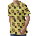 Vintage Flower Patchwork Pattern Print Men's Velvet T-Shirt