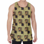 Vintage Flower Patchwork Pattern Print Men's Velvet Tank Top