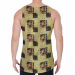 Vintage Flower Patchwork Pattern Print Men's Velvet Tank Top