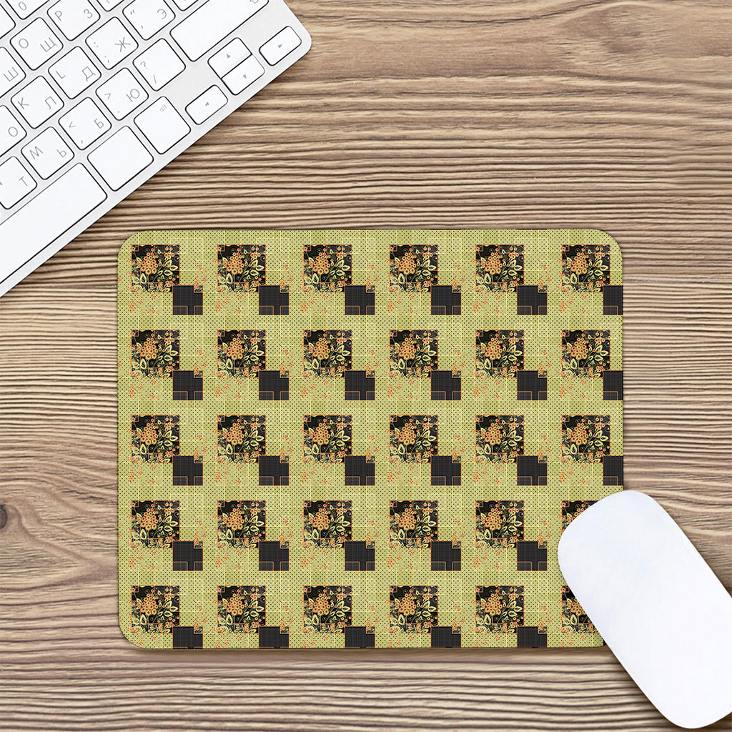 Vintage Flower Patchwork Pattern Print Mouse Pad