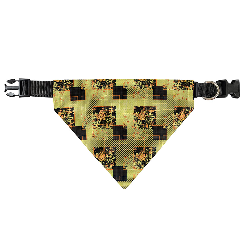 Vintage Flower Patchwork Pattern Print Over The Collar Dog Bandana