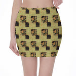 Vintage Flower Patchwork Pattern Print Pencil Mini Skirt