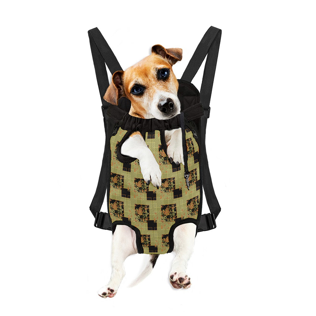 Vintage Flower Patchwork Pattern Print Pet Carrier Backpack