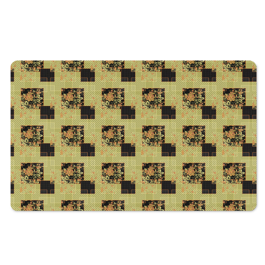 Vintage Flower Patchwork Pattern Print Polyester Doormat