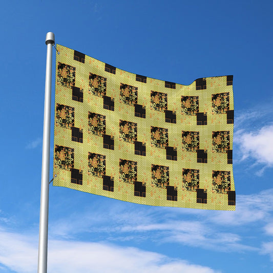 Vintage Flower Patchwork Pattern Print Polyester Flag