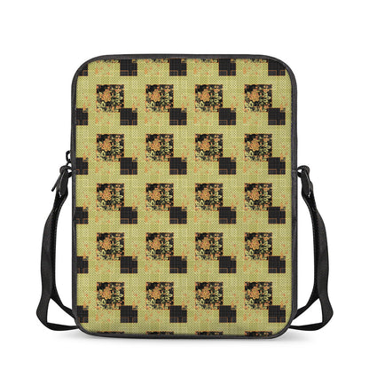 Vintage Flower Patchwork Pattern Print Rectangular Crossbody Bag