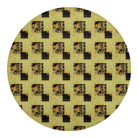 Vintage Flower Patchwork Pattern Print Round Blanket