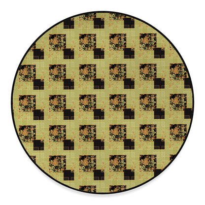 Vintage Flower Patchwork Pattern Print Round Floor Mat