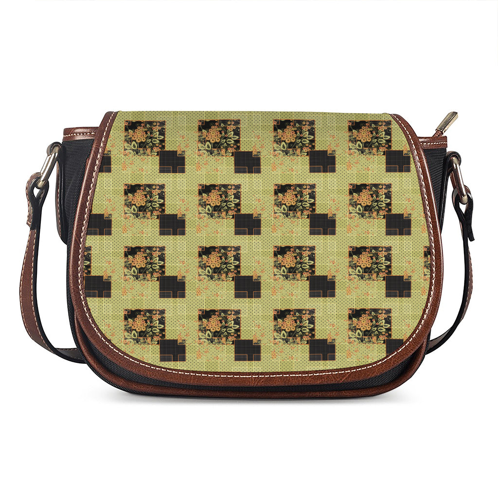 Vintage Flower Patchwork Pattern Print Saddle Bag