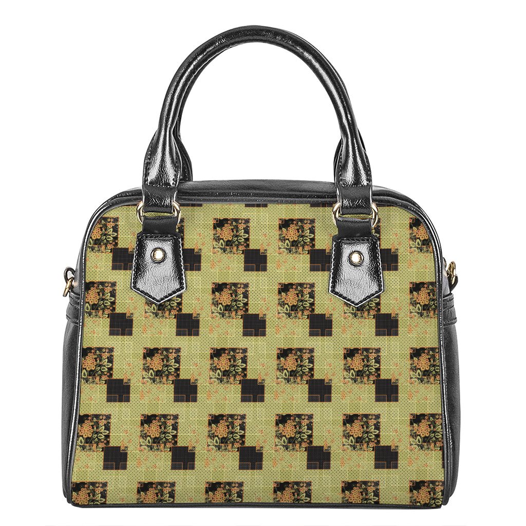 Vintage Flower Patchwork Pattern Print Shoulder Handbag